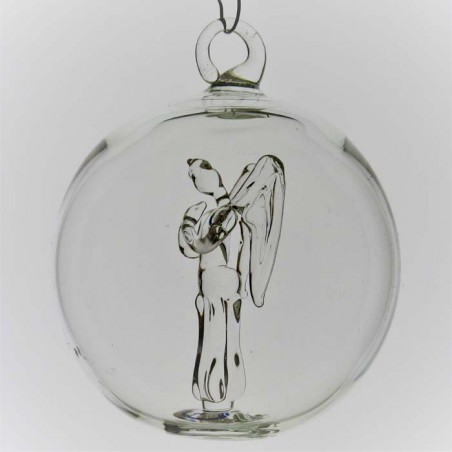 Glaskugel 80mm Engel innen Mundgeblasen zum hängen