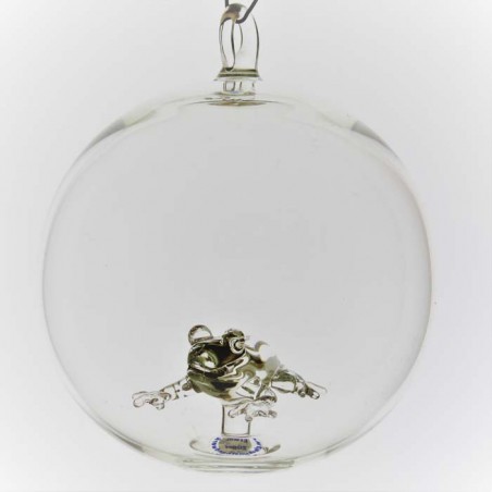 Glaskugel 80mm Frosch innen Mundgeblasen zum hängen