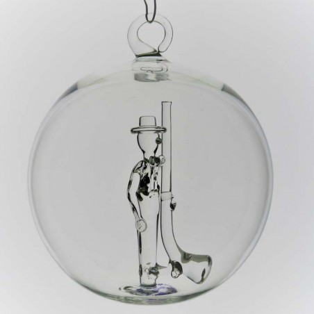 Glaskugel 80mm Alphornbläser innen Mundgeblasen zum hängen