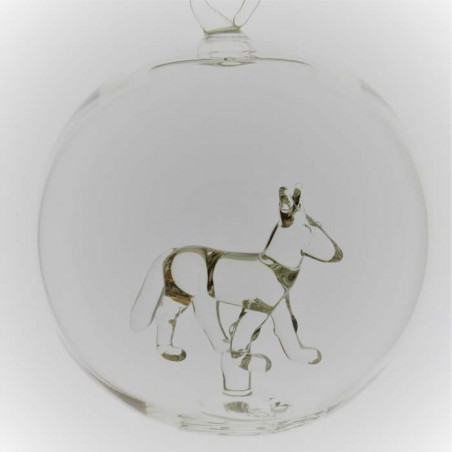 Glaskugel 80mm Fuchs innen Mundgeblasen zum hängen