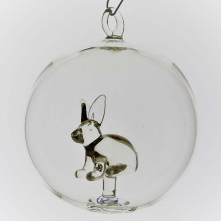 Glaskugel 80mm Hase innen Mundgeblasen zum hängen