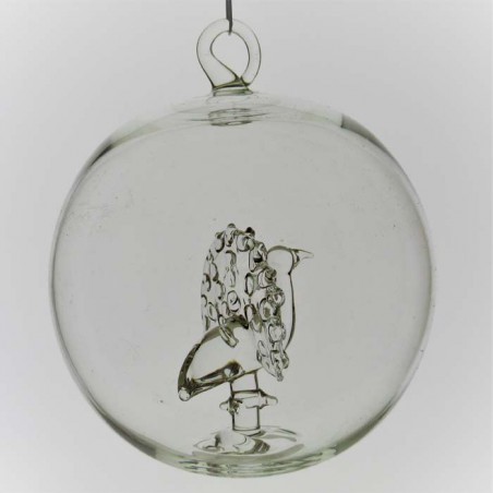 Glaskugel 80mm Pfau innen Mundgeblasen zum hängen
