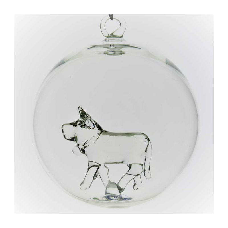 Glaskugel 80 mm Kuh innen Mundgeblasen zum hängen