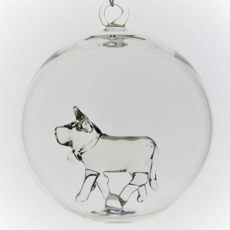 Glaskugel 80 mm Kuh innen Mundgeblasen zum hängen