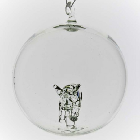 Glaskugel 80 mm Nashorn innen Mundgeblasen zum hängen
