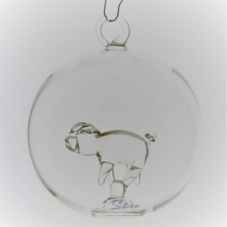 Glaskugel 80mm Schwein innen Mundgeblasen zum hängen