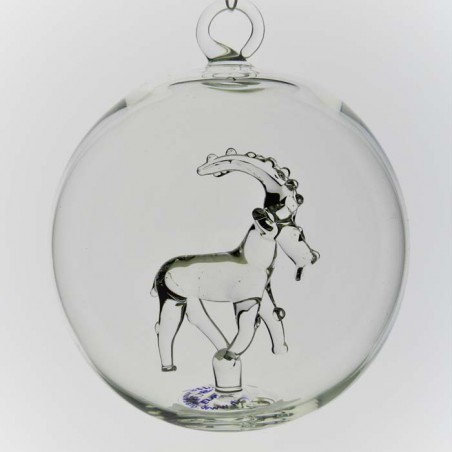 Glaskugel 80mm Steinbock innen Mundgeblasen zum hängen