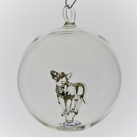 Glaskugel 80mm Wolf innen Mundgeblasen zum hängen