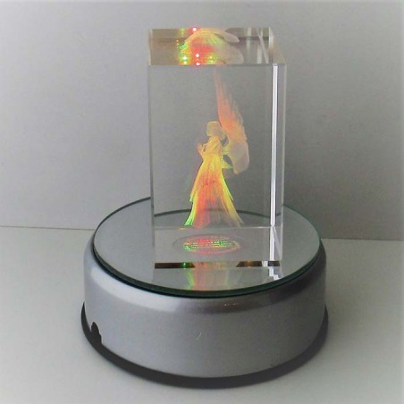 Rose - Engel Glaswürfel mit  3D-Laser-Kristall Figuren