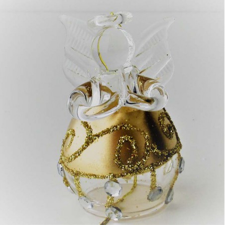 Glas Engel 45mm bauchig Gold  zum hängen und stellen