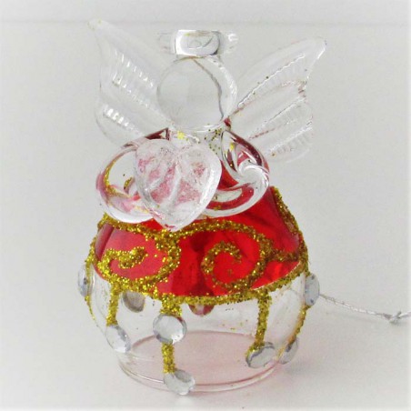 Glas Engel 45 mm bauchig Rot  zum hängen und stellen