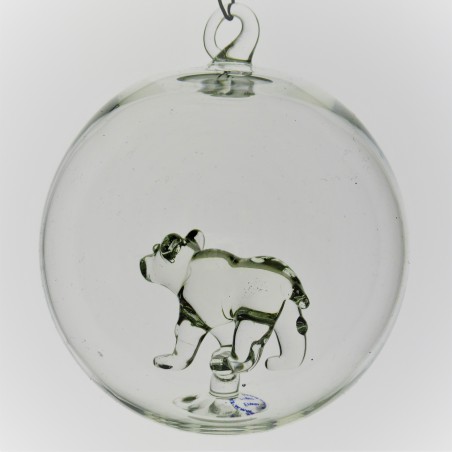 Glaskugel 80mm Bär innen Mundgeblasen zum hängen