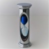 Sanduhr 3 min. 8.5 cm Blau, zylindrisch im Metallgestell versilbert