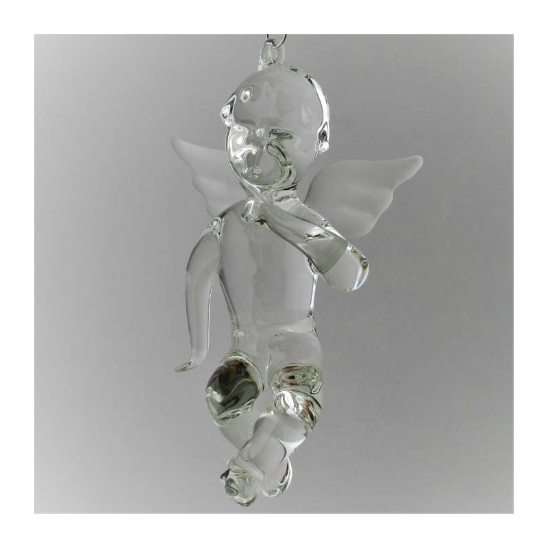 Glas-Putis 11cm Glasengel sitzend nachdenklich klar zum hängen