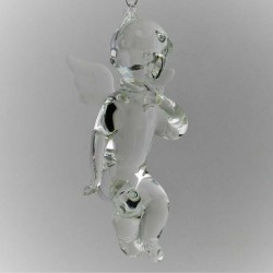 Glas-Putis 11cm Glasengel sitzend nachdenklich klar zum hängen