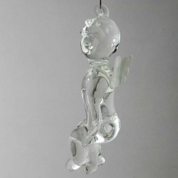 Glas-Putis 11cm Glasengel sitzend Hände stützend klar zum hängen