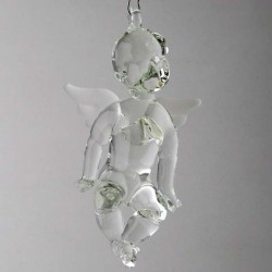 Glas-Putis 11cm Glasengel sitzend Hände stützend klar zum hängen