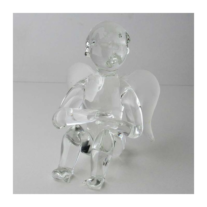 Glas Putis 8cm sitzend Hände gefällten klar