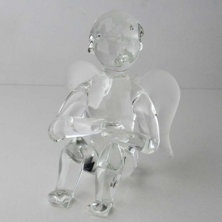 Glas Putis 8cm sitzend Hände gefällten klar