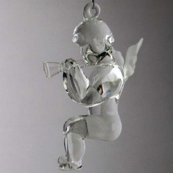 Glas Putis 11cm sitzend mit Trompete klar zum hängen