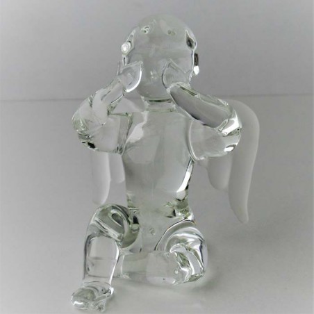 Glas Putis 8cm sitzend Hände hochhaltend klar,