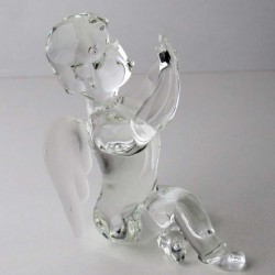 Glas Putis 8cm sitzend Hände hochhaltend klar,