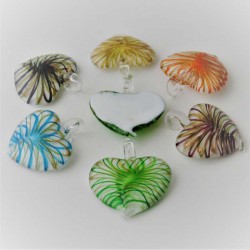 Muranoglas 48 mm Herz Anhänger gemischte Farben
