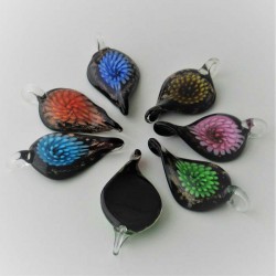 Muranoglas Blatt 60mm mit Blume innen zum hängen