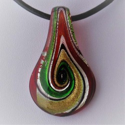 Muranoglas Blatt 55mm mit Gold Sand und Silberfolie, zum hängen