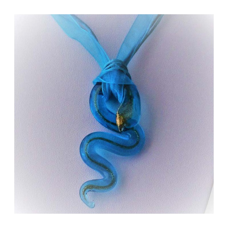 Muranoglas Schlange 60mm Lampwork Anhänger gemischte Farben  und Ganzband