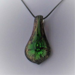 Muranoglas Blatt 59mm mit Blume innen zum hängen