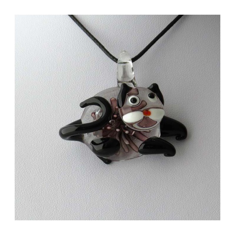 Muranoglas Katze 52mm Innen Blume zum hängen