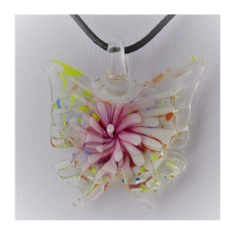 Muranoglas Schmetterling 40mm  Innen Blume zum hängen