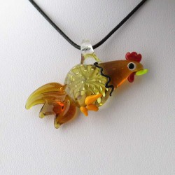 Muranoglas Huhn 57mm Innen Blume zum hängen