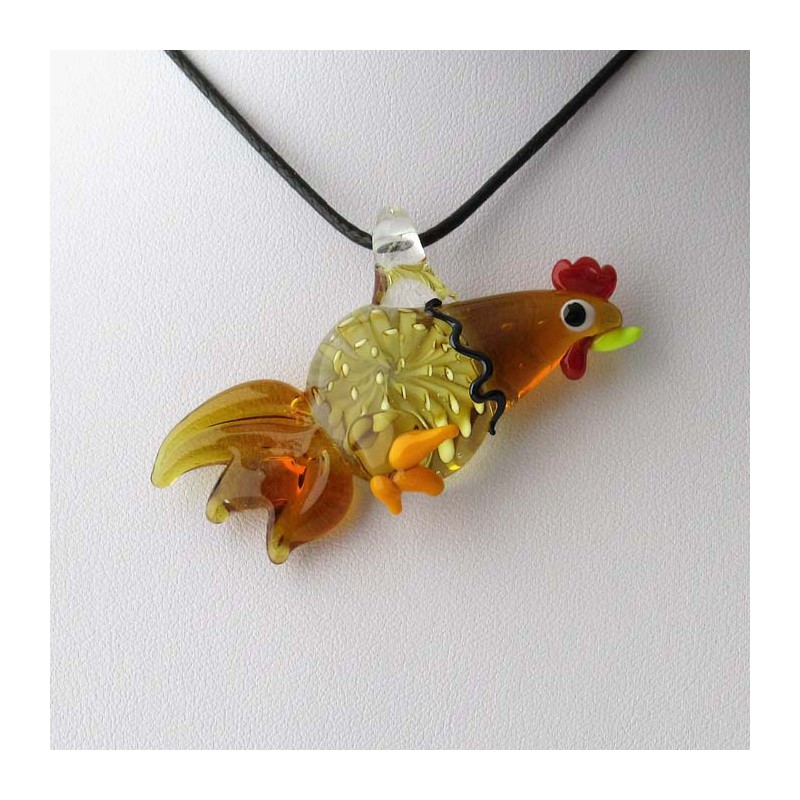 Muranoglas Huhn 57mm Innen Blume zum hängen