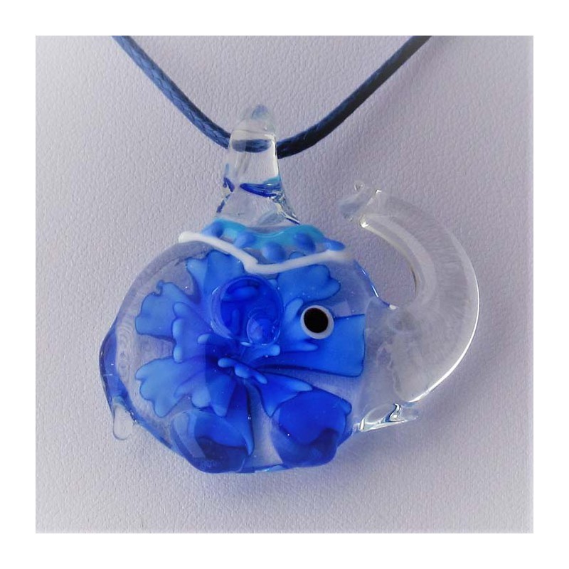 Muranoglas Elefant 44mm Innen Blume Anhänger zum hängen