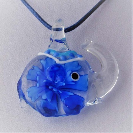 Muranoglas Elefant 44mm Innen Blume Anhänger zum hängen