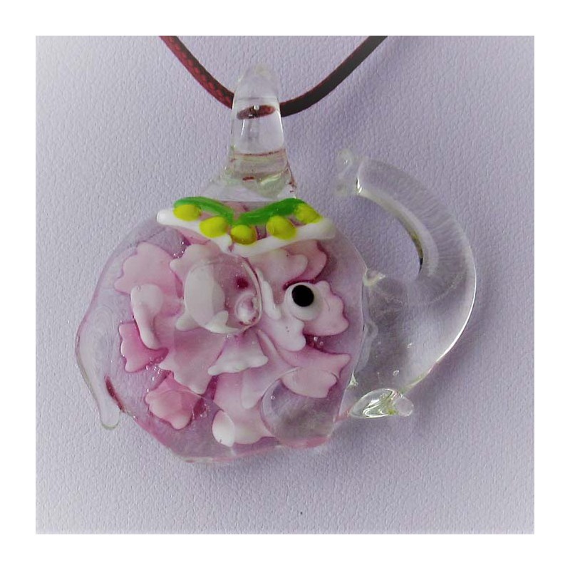 Muranoglas Elefant 44mm Innen Blume Anhänger zum hängen