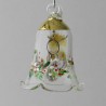 Glasglocke 040 mm braune Eule Glocke mit Goldrand zum hängen