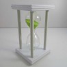 Sanduhr 15 Min 14 cm Holzgestell  weiss viereckig mit 4 Saeulen