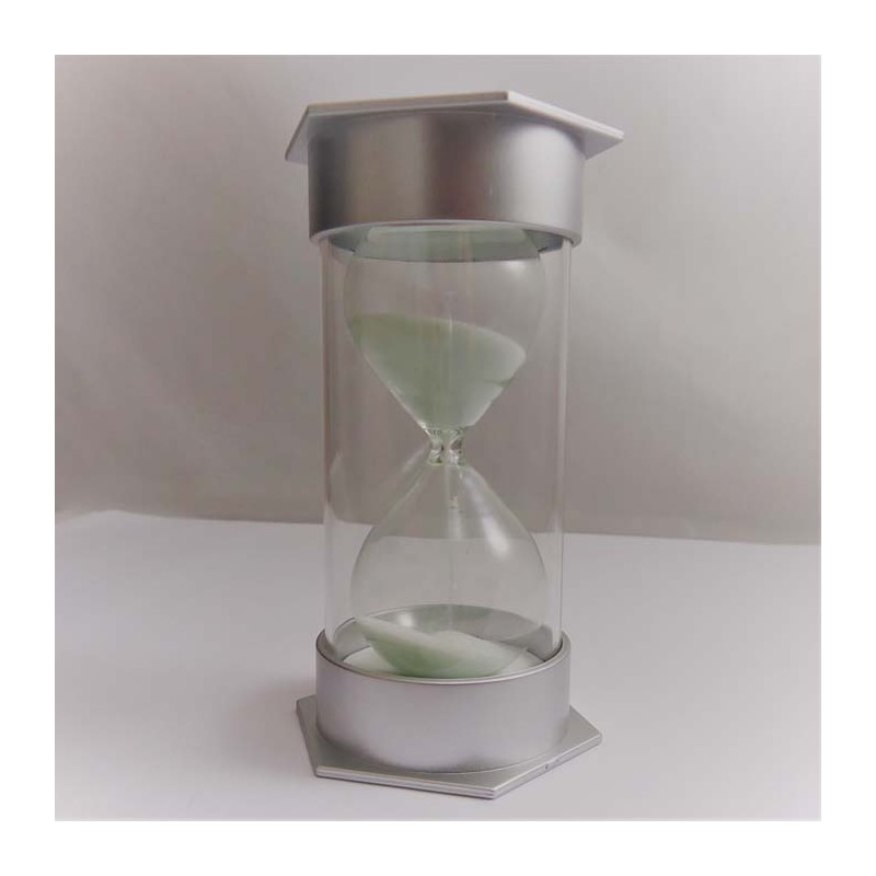 Sanduhren 3 Min. 12 cm Sanduhren Glas in Kunststoff metallic