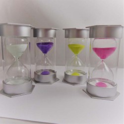 Sanduhren 3 Min. 12 cm Sanduhren Glas in Kunststoff metallic