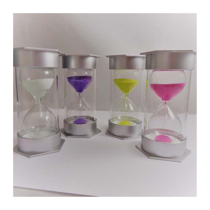 Sanduhren 5 Min. 12 cm Glas in Kunststoff metallic