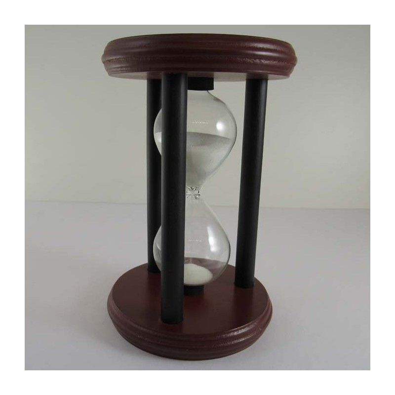 Sanduhr 5 Min. 12 cm Weiss, im Holz-Rahmen rund
