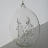 Glas Eier 12cm mit  Hasen Familie CH