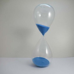 Glas-Sanduhr 10 Min. 16cm Hellblau, Sand blau  Glas klar,