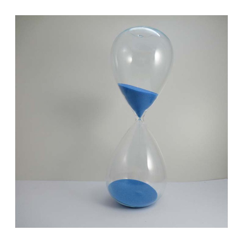 Glas-Sanduhr 10 Min. 16cm Hellblau, Sand blau  Glas klar, Glas-Sanduhr 10 Min. 16cm Hellblau, Sand blau  Glas klar,