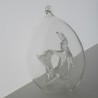 Glas Ei 12cm mit Huhn und Hase CH