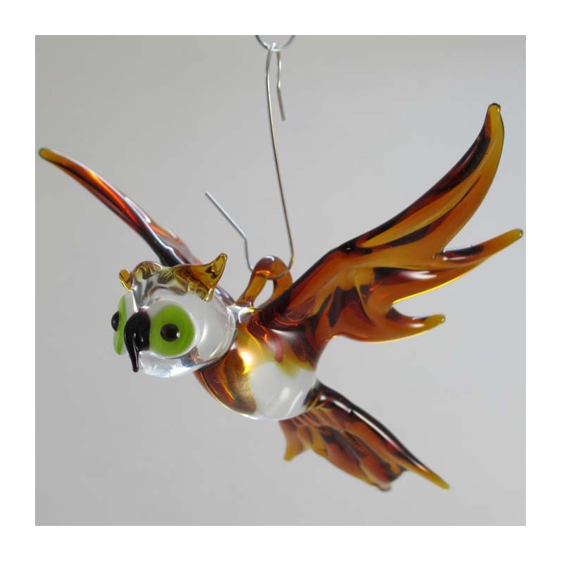 Glasvogel, Eule 90mm Bernstein klar zum hängen