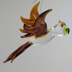 Glasvogel, Eule 90mm Bernstein klar zum hängen